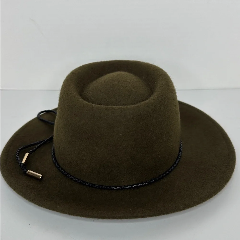 summer & rose Women's 100% Wool Fedora‎ One Size Olive Green